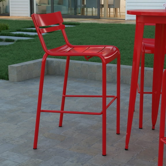 Emma + Oliver Stacking Armless Bar Height Stool, Red