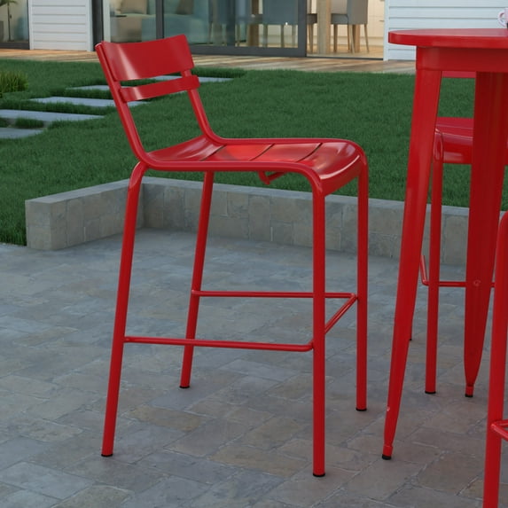Emma + Oliver Stacking Armless Bar Height Stool, Red
