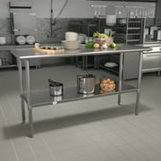 Emma + Oliver Stainless Steel 18 Gauge Kitchen Prep and Work Table with Undershelf, NSF - 48"W x 24"D x 34.5"H