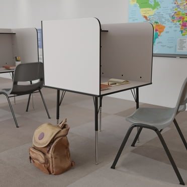 Emma + Oliver Stand-Alone Study Carrel with Height Adjustable Legs - Nebula Grey Finish