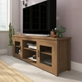 thumbnail image 1 of Emma + Oliver TV Stand for up to 80" TV's in Walnut Finish - 65" Media Console with Classic Full Glass Doors & 3 Adjustable Shelves, 1 of 12