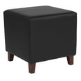 thumbnail image 1 of Emma + Oliver Taut Upholstered Cube Ottoman Pouf in Black LeatherSoft, 1 of 2