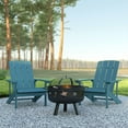 thumbnail image 1 of Emma + Oliver Three Piece Camping Set with Two Sea Foam Faux Wood Adirondack Chairs and 29" Star and Moon Fire Pit with Mesh Cover, 1 of 11