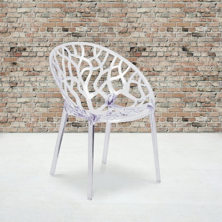 Emma + Oliver Transparent Artistic Oval Shaped Stacking Side Chair