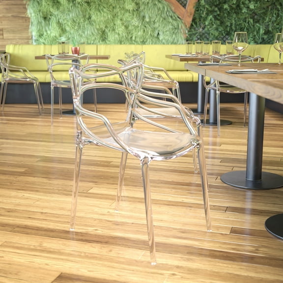 Emma + Oliver Transparent Fluid Style Stacking Side Chair