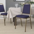 thumbnail image 1 of Emma + Oliver Trapezoid Back Banquet Chair, Navy Patterned Fabric/Gold Frame, 1 of 12