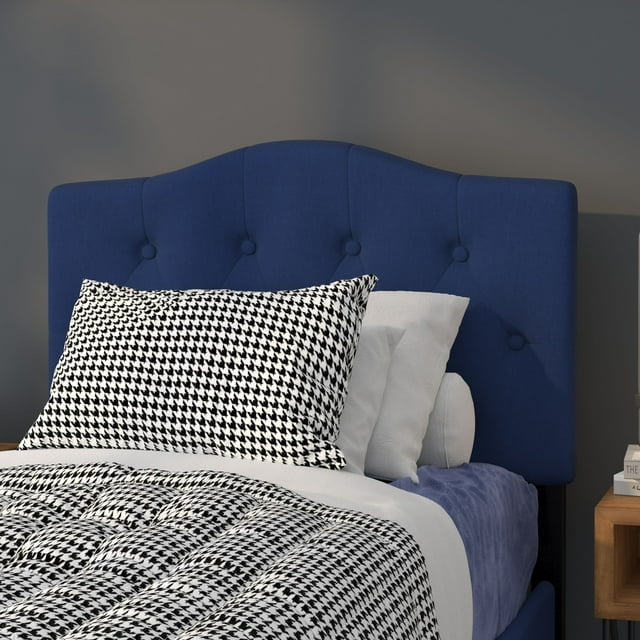 Emma + Oliver Tufted Upholstered Twin Size Headboard in Navy Fabric