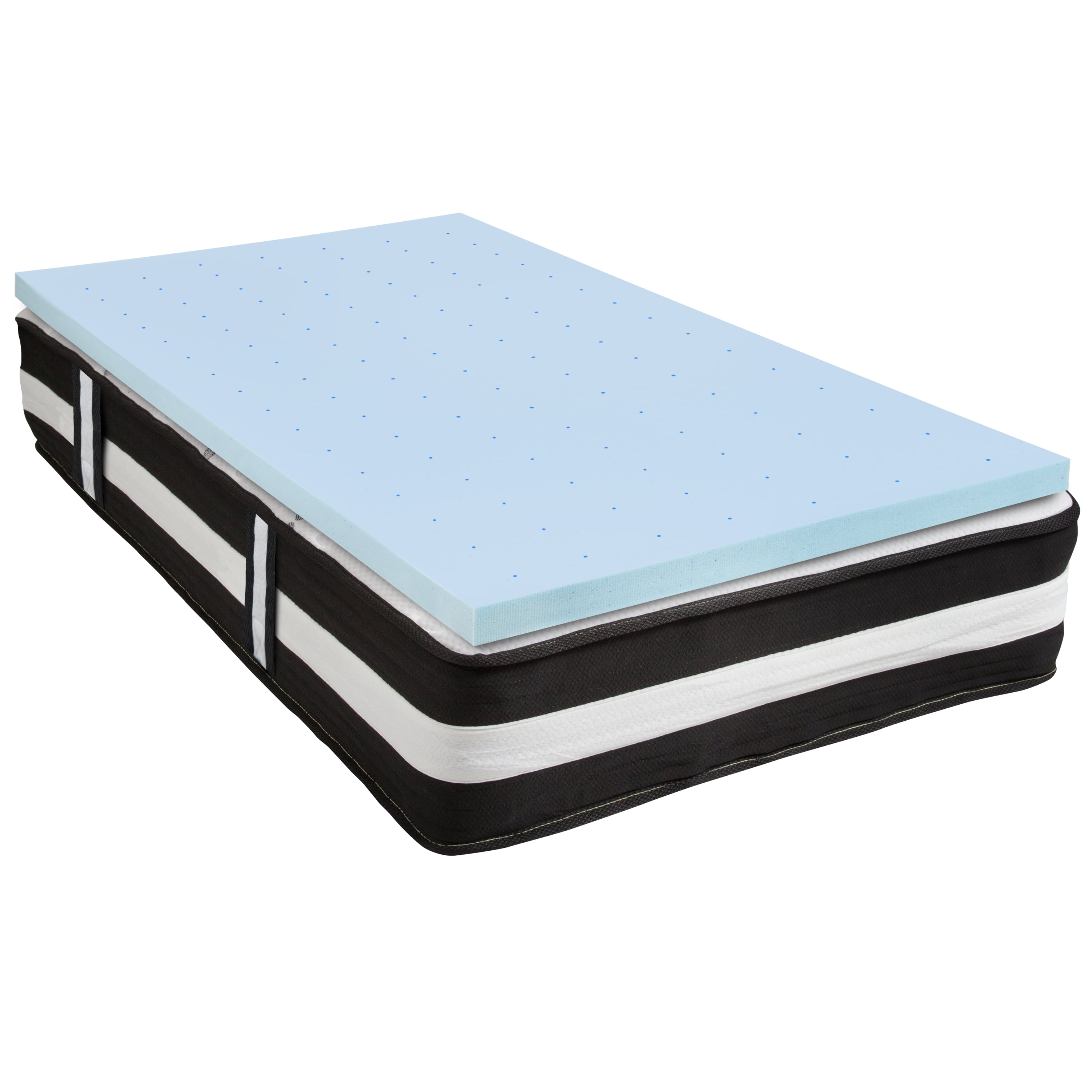 Emma + Oliver Twin 12" Mattress & Gel Memory Foam Topper Bundle Set