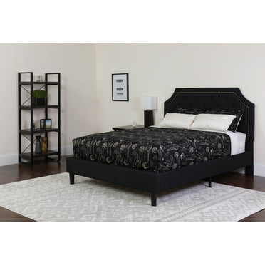 Emma + Oliver Twin Arched Tufted Platform Bed/Memory Foam Mattress in Black Fabric