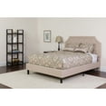 thumbnail image 1 of Emma + Oliver Twin Arched Tufted Platform Bed/Mattress in Beige Fabric, 1 of 5