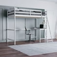 thumbnail image 1 of Emma + Oliver Twin Wood Loft Bed Frame with Protective Guardrails and Integrated Desk and Ladder in White for Use with Any 6-8" Thick Mattress, 1 of 12