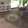 thumbnail image 1 of Emma + Oliver Ultra Soft 4'x4' Round Olefin Accent Rug with Traditional Multicolor Medallion Design in Ivory with Natural Jute Backing, 1 of 7