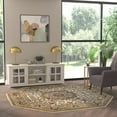 thumbnail image 1 of Emma + Oliver Ultra Soft 7'x7' Octagon Olefin Accent Rug with Traditional Multicolor Medallion Design in Ivory with Natural Jute Backing, 1 of 6
