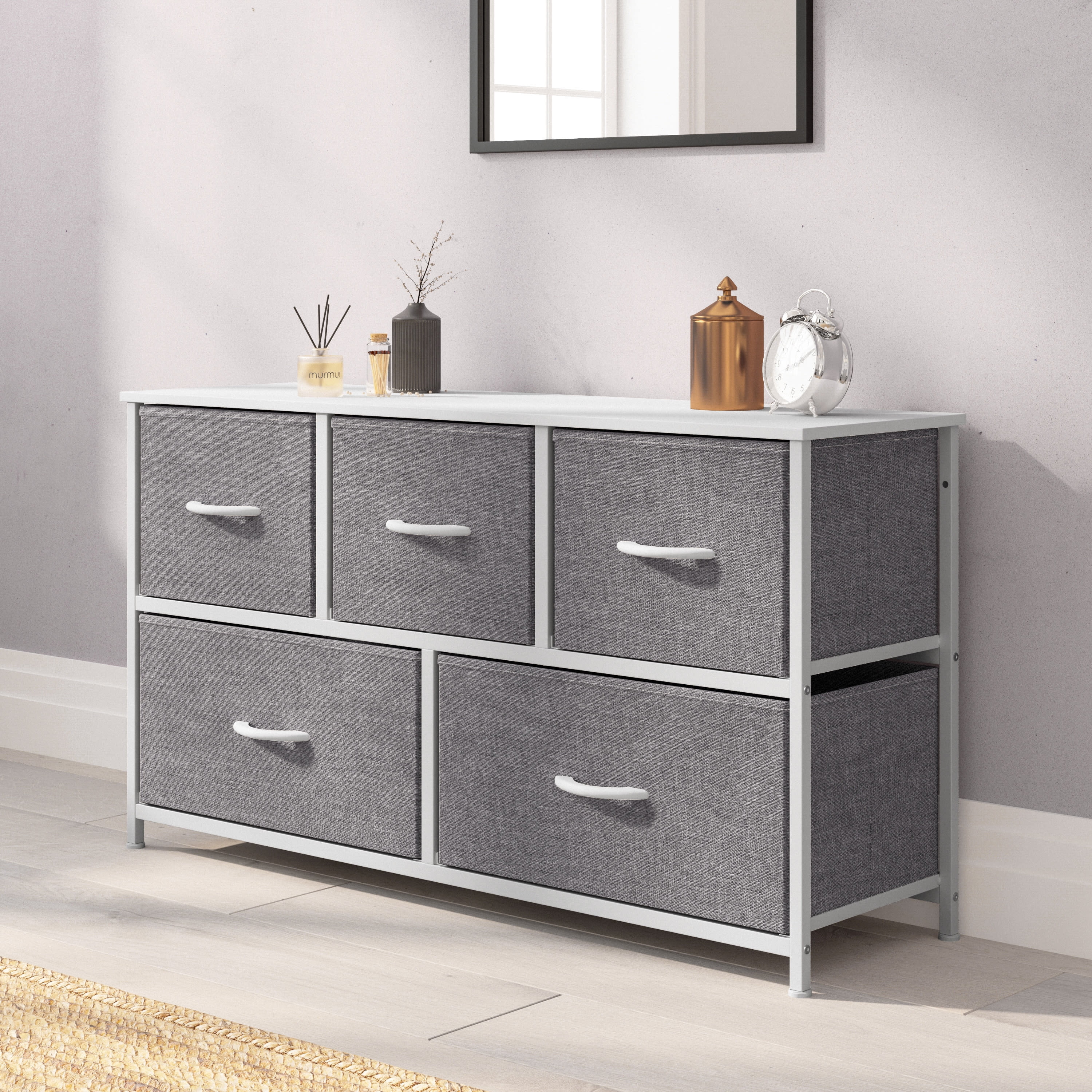 世界的に 5-Drawer Vertical Oliver + Emma Storage Gray/White Dresser, Tシャツ(半袖/袖なし)