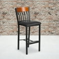 thumbnail image 1 of Emma + Oliver Vertical Back Metal Barstool, Cherry Wood, Vinyl Seat, Black/Cherry, 1 of 6