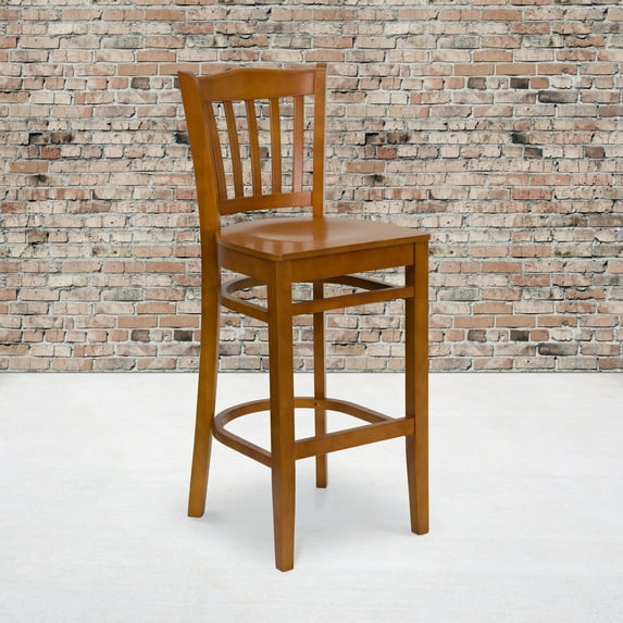 Emma + Oliver Vertical Slat Back Cherry Wood Barstool