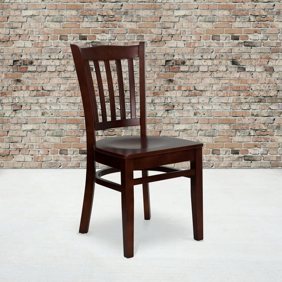 Emma + Oliver Vertical Slat Back Mahogany Wood Chair