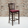 thumbnail image 1 of Emma + Oliver Vertical Slat Back Walnut Wood Barstool, Burgundy Vinyl Seat, 1 of 6
