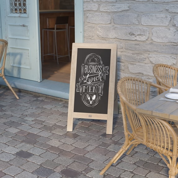 Emma + Oliver Weathered Rustic Vintage A-Frame Double-Sided Folding Chalkboard with Magnetic Surface for Weddings, Parties, Showers and More