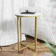 thumbnail image 1 of Emma + Oliver White Laminate Living Room Coffee Table with Crisscross Brushed Gold Metal Frame, 1 of 10