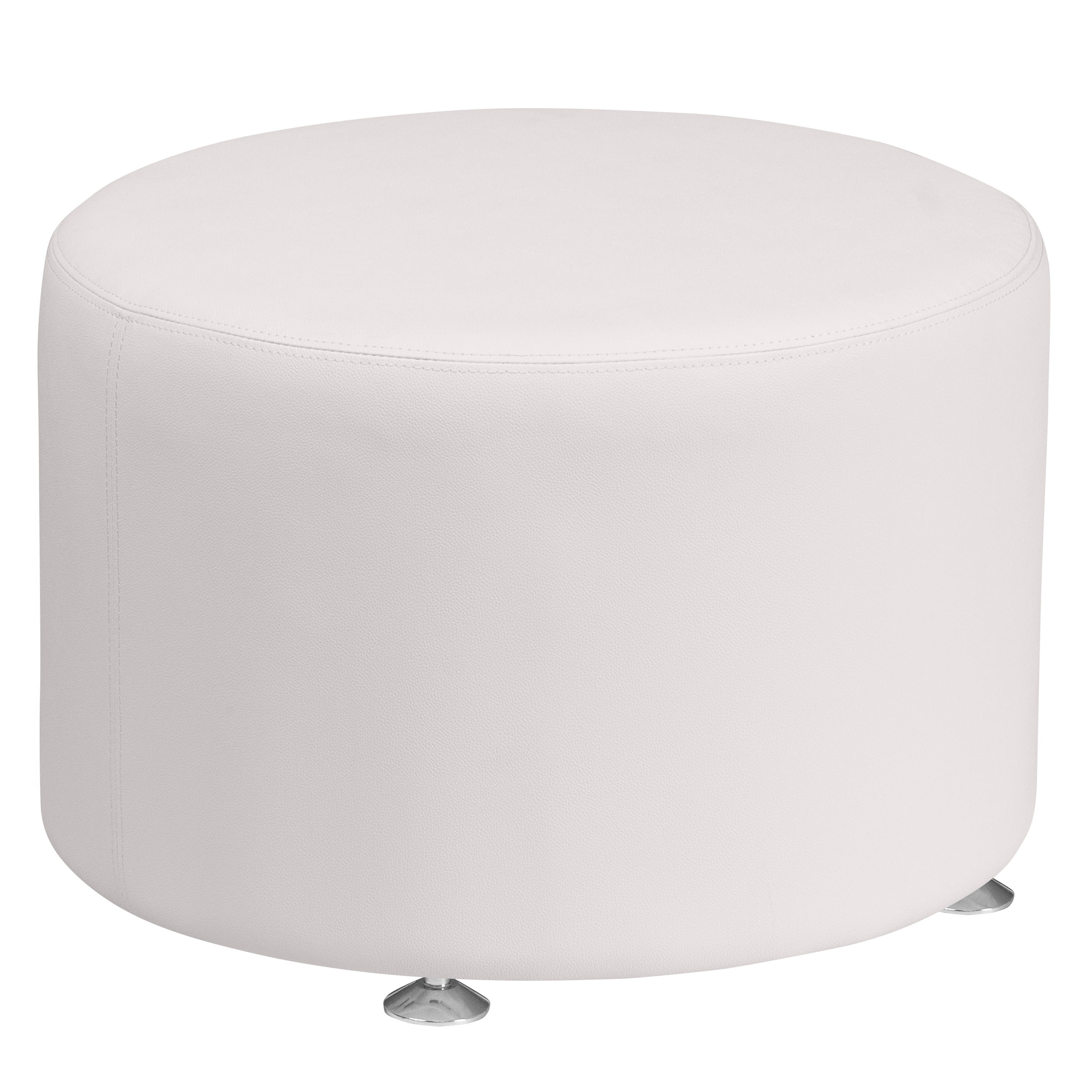 Emma + Oliver White LeatherSoft 24" Round Ottoman