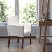 Emma + Oliver White LeatherSoft Executive Side Reception Chair with Mahogany Legs