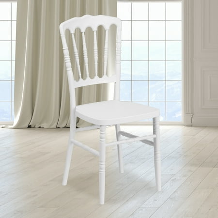 Emma + Oliver White Resin Stacking Napoleon Chair