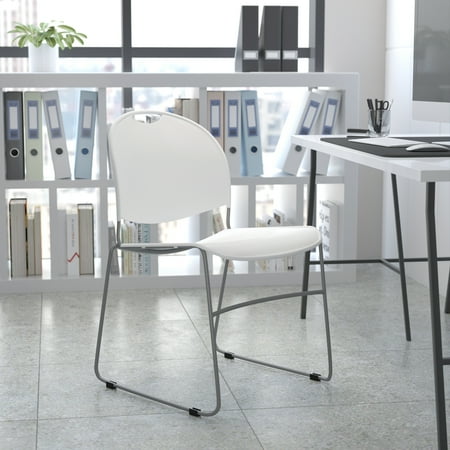Emma + Oliver White Ultra-Compact School Stack Chair - Office Guest Chair/Student Chair