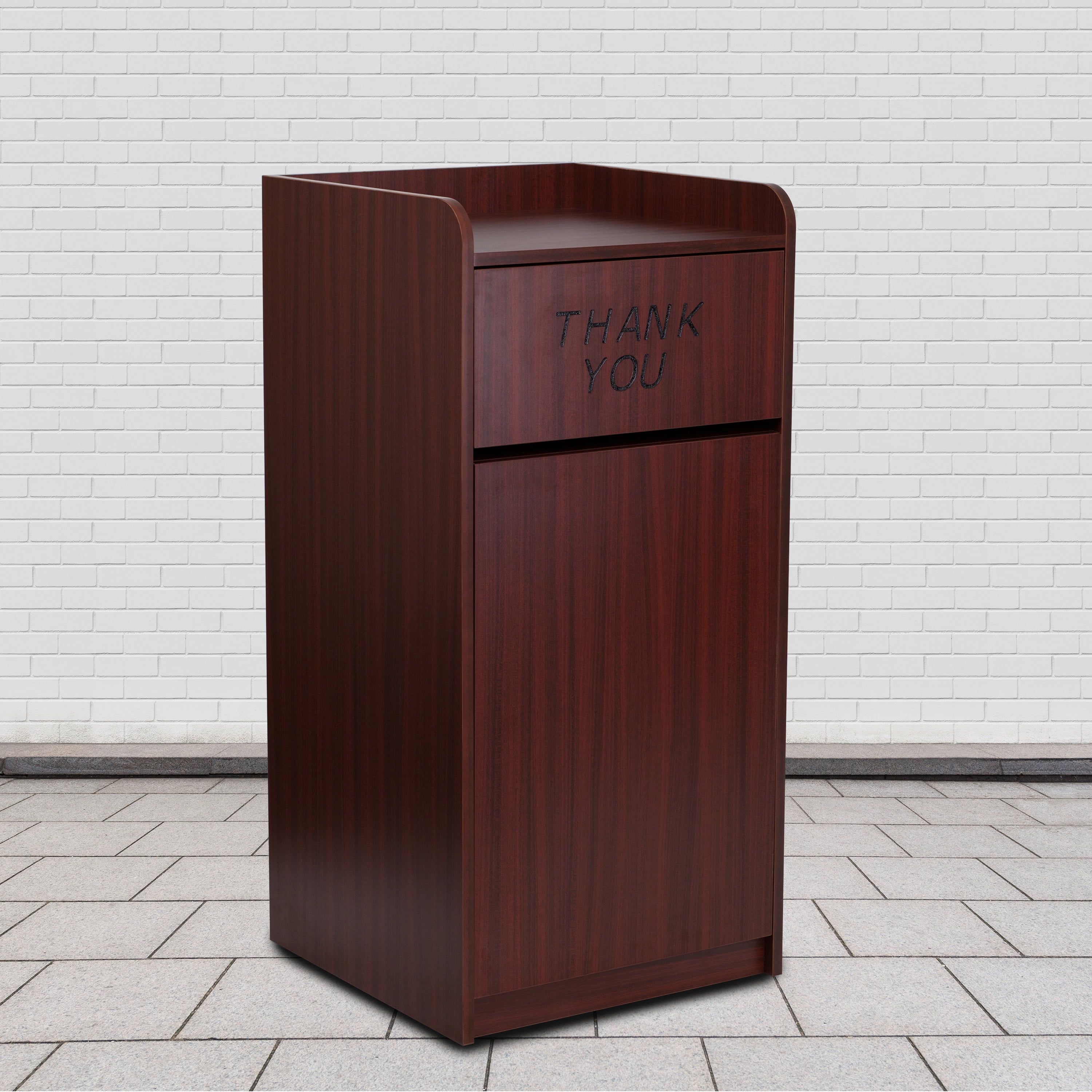 Mahogany Finish Wood Tray Top Restaurant Receptacle