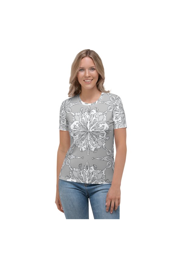 Emma, Ornament Poly-Span T-Shirt, Ladies Ornament Shirt, Ornament T-Shirt