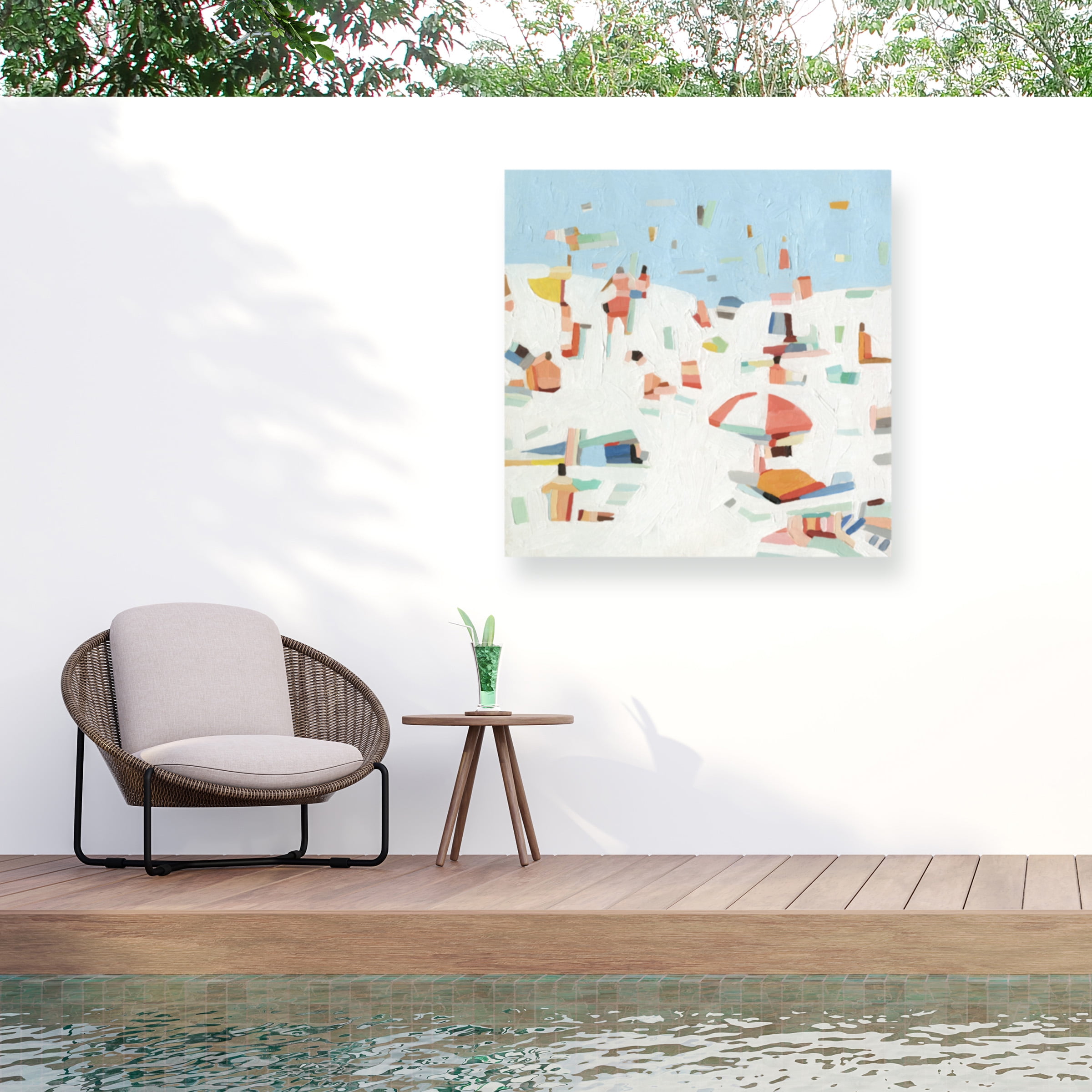 Emma Scarvey Summer Confetti III 14x14 Blue and White Canvas Print