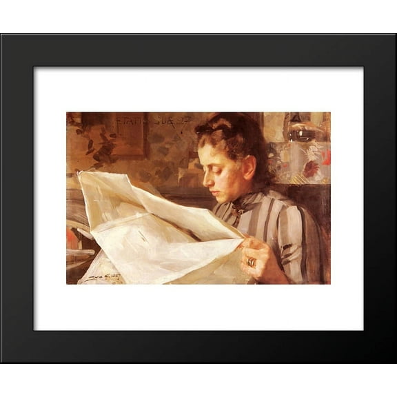 Emma Zorn, reading 20x24 Framed Art Print by Anders Zorn