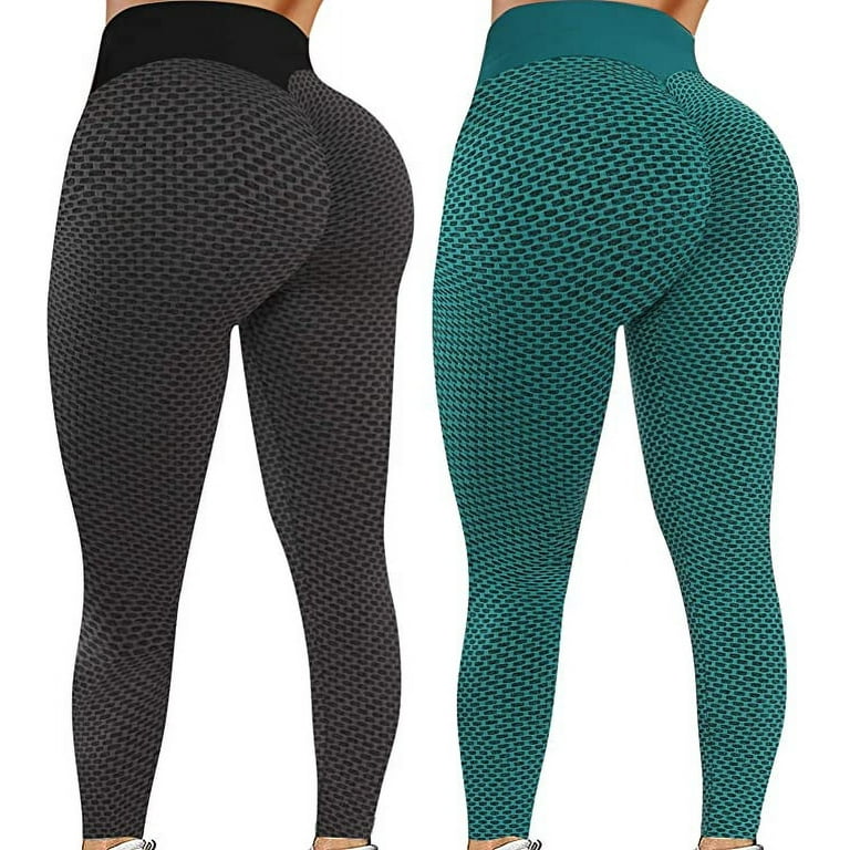 Emmababy 2 Pack TIK Tok Leggings,Women High Waisted Yoga Pants Butt Lift  Leggings,Bubble Hip Lift Workout Pants