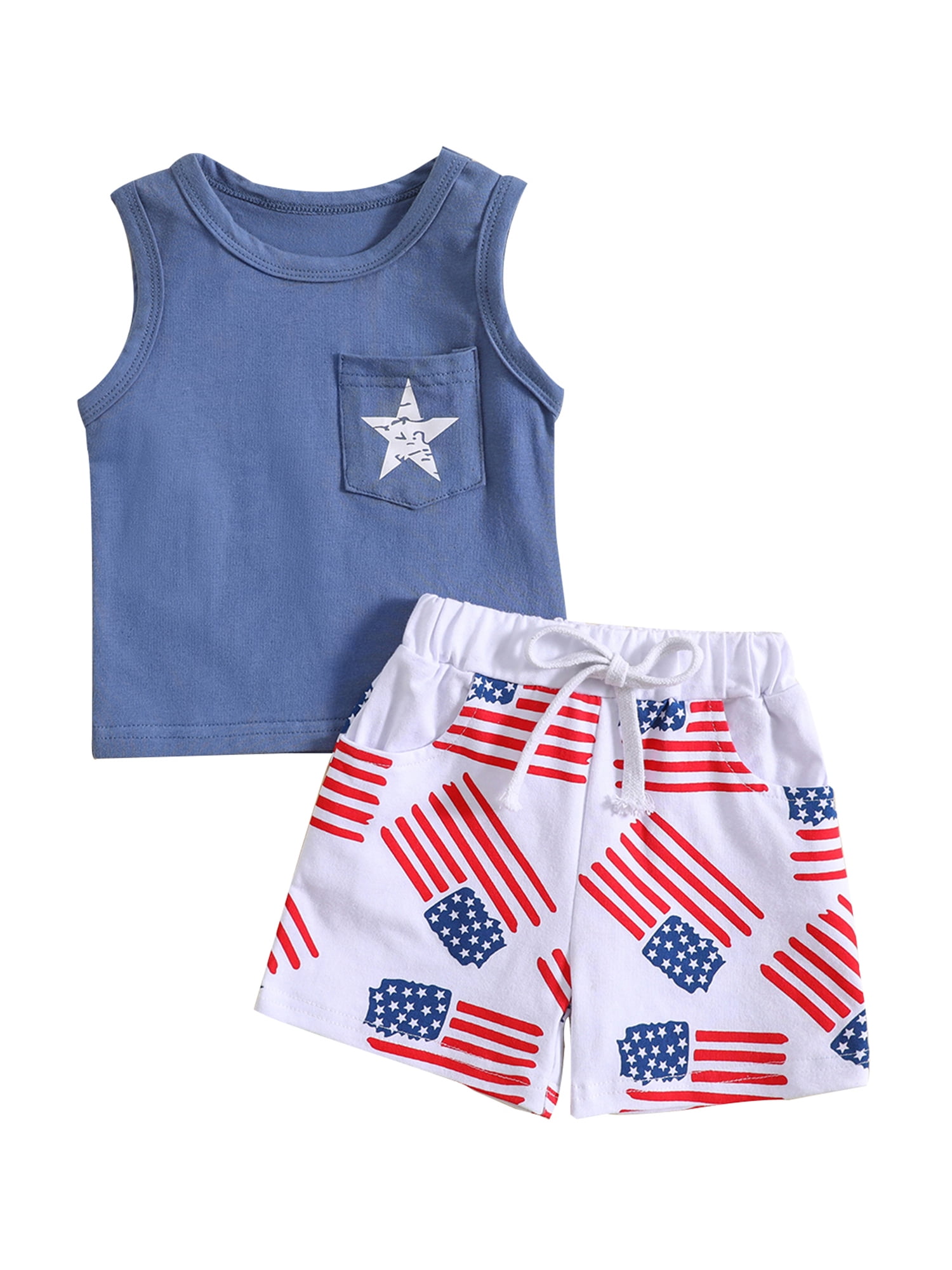 Emmababy Adorable Baby Boy Outfits Tank Tops and Shorts with American