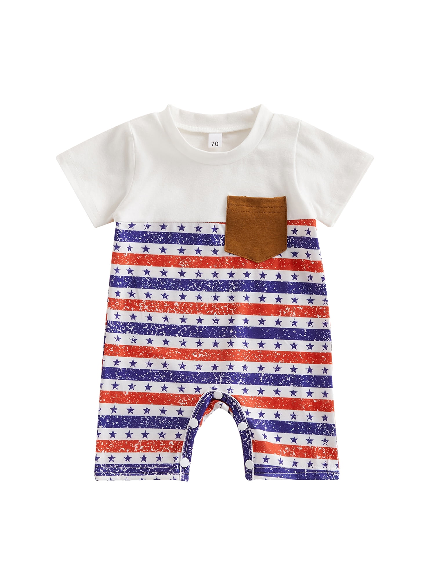 Emmababy Baby Boys Summer Romper, Short Sleeve Stars/Striped Short