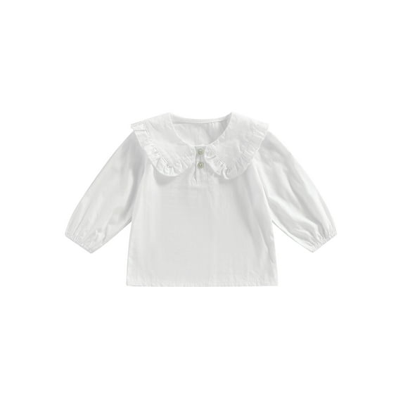 Emmababy Charming Doll Collar Shirts in Plaid/Solid Color for Toddler Girls