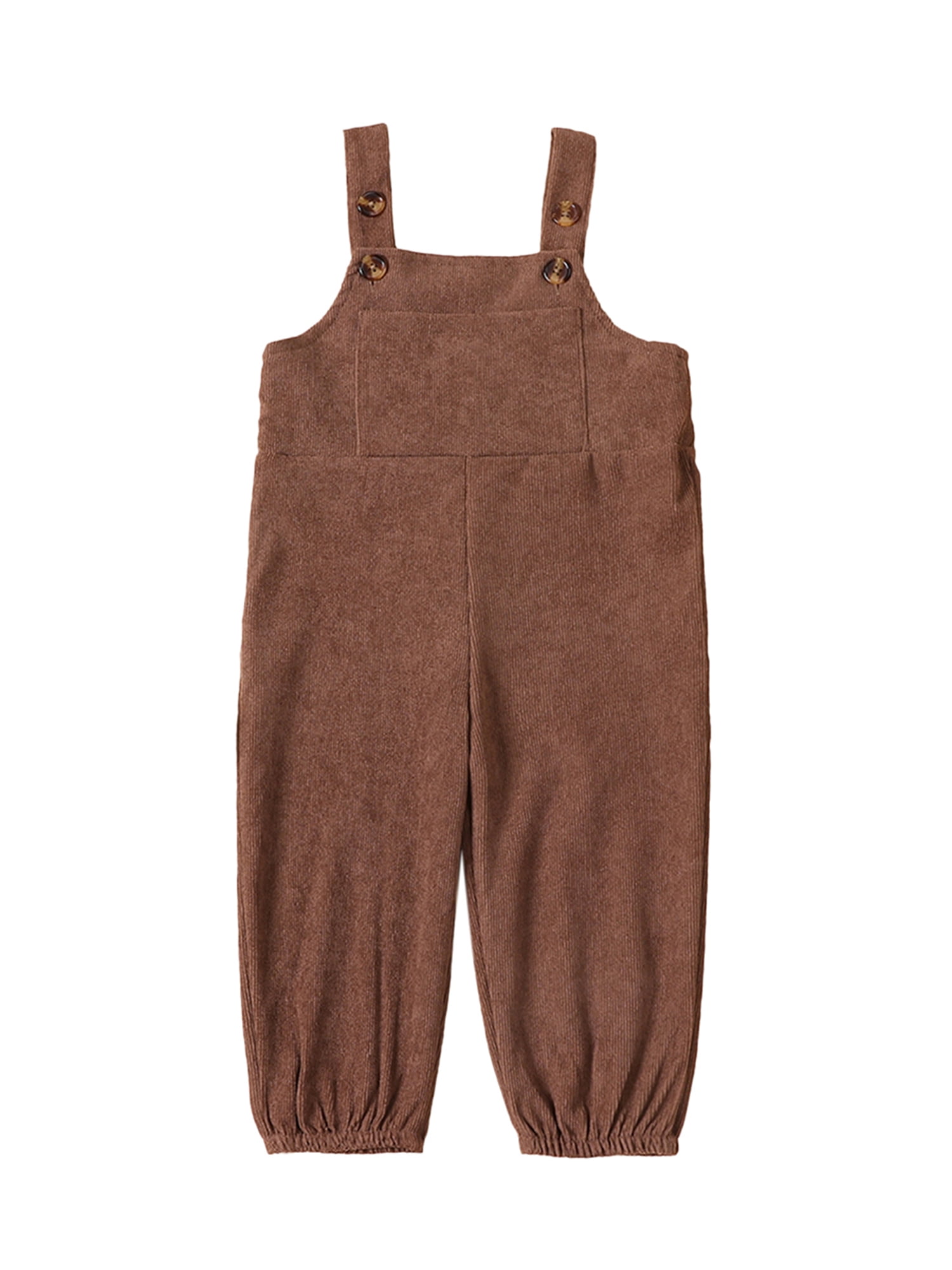 Emmababy Kids Boy Bib Overalls with Button Closure in Solid Color and Corduroy Material