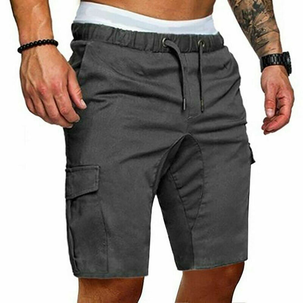 Emmababy Men's Cargo Sports Short Pants, Casual Slim Fit Solid Shorts ...