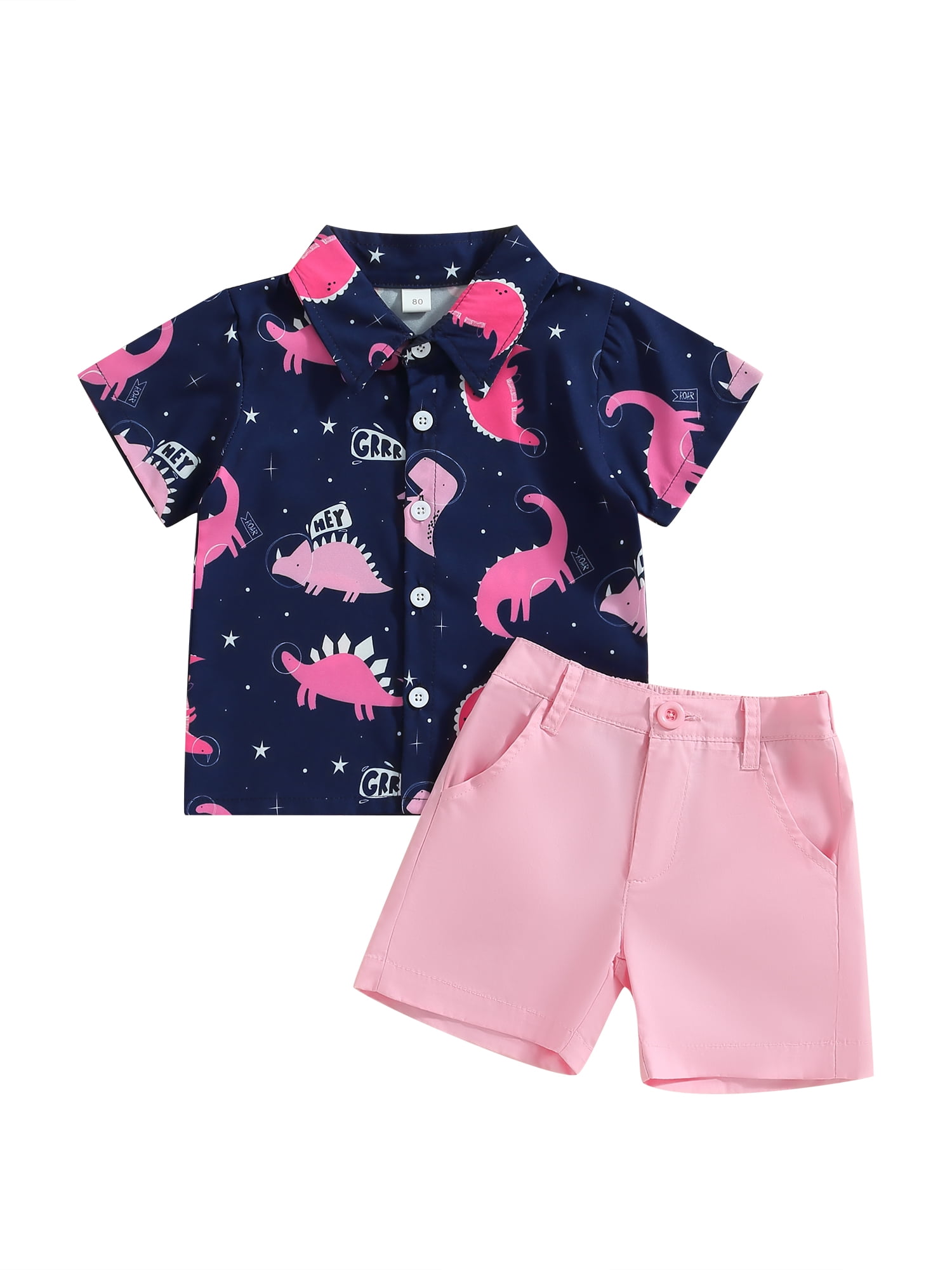 Emmababy Summer Toddler Kids Baby Boy Animal Print Shirt Top Short