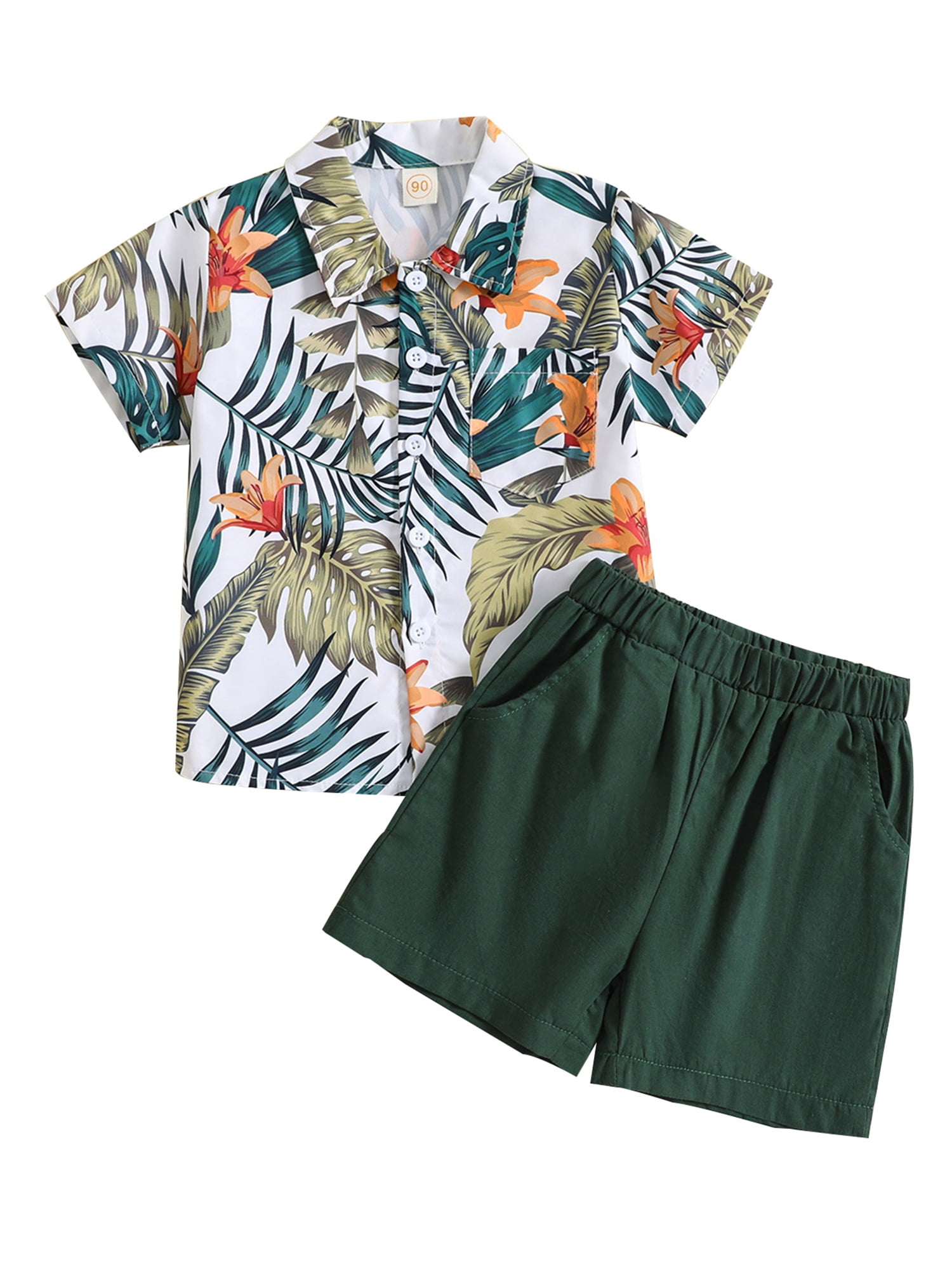 Emmababy Summer Toddler Kids Baby Boy Animal Print Shirt Top Short