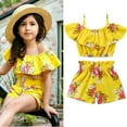 thumbnail image 1 of Emmababy Toddler Kids Baby Girl Floral Halter Ruffled Outfits Clothes Tops+Shorts 2PCS Set, 1 of 7