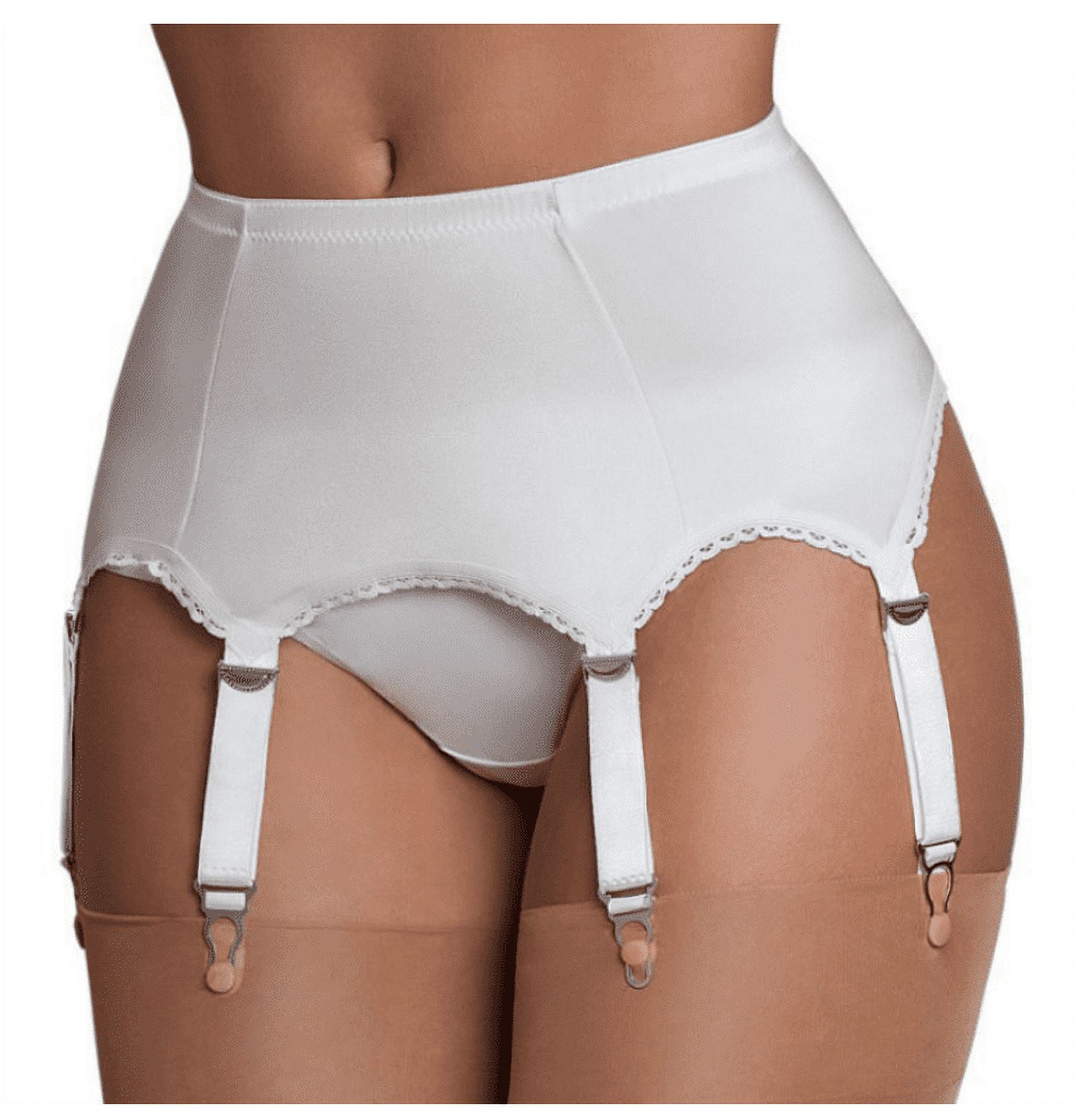 High Waist Cincher Girdle Suspender Garter Belt 6 Adjustable Straps Metal  Clips