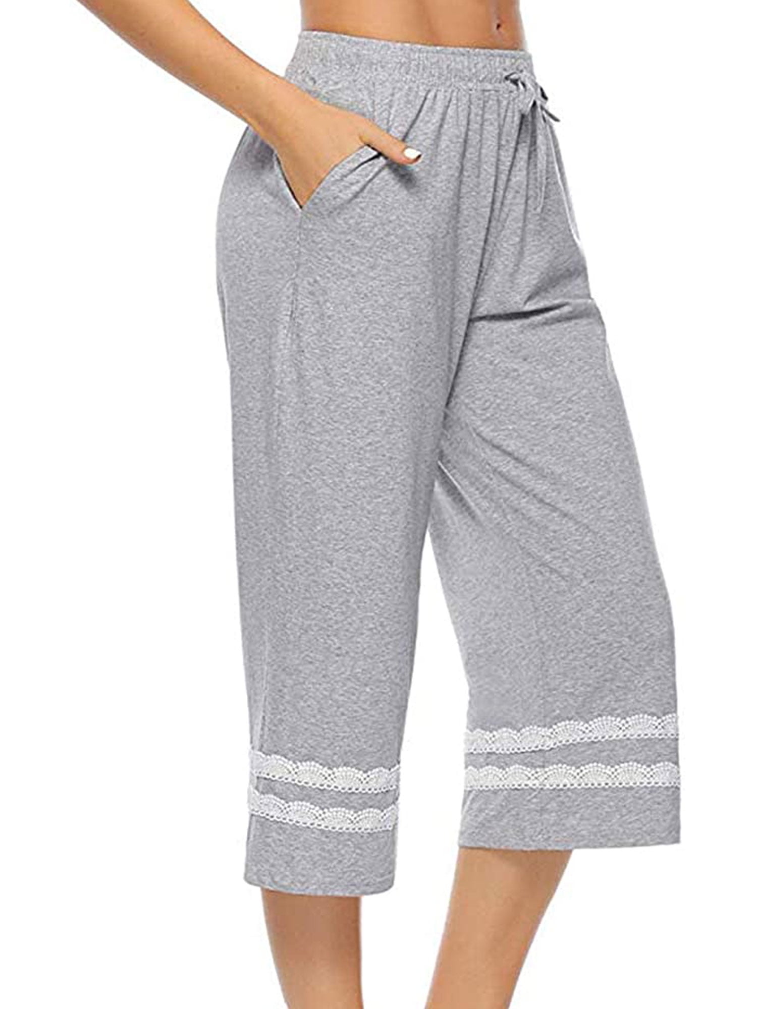 Emmababy Women’s Pajama Pants, Cropped Striped Loose High Waist ...