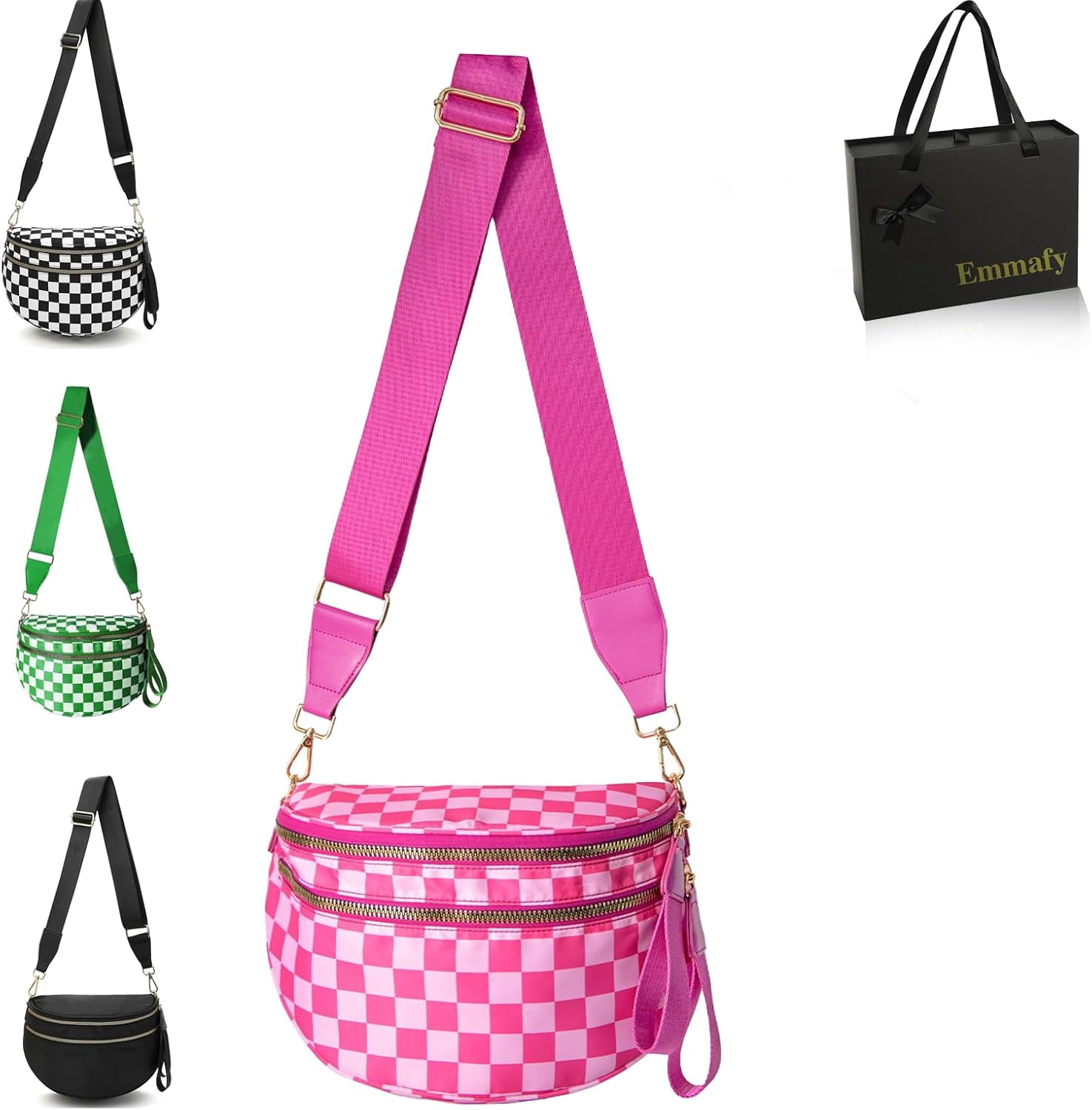 Emmafy Crossbody Bags for Women,Spacious Check Nylon Crossbody Bag