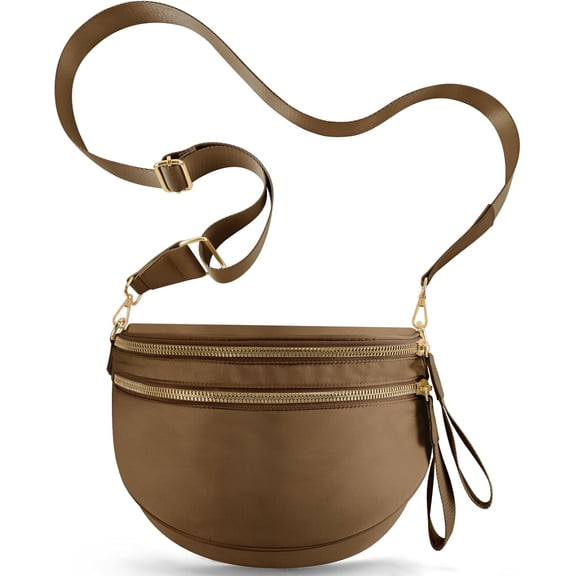 Emmafy Large Nylon Bum Bag – Plus Size Fanny Pack Sling Bag with Checkered Pattern, Adjustable Crossbody Belt Bag for Women Travel, Gym, Outdoor