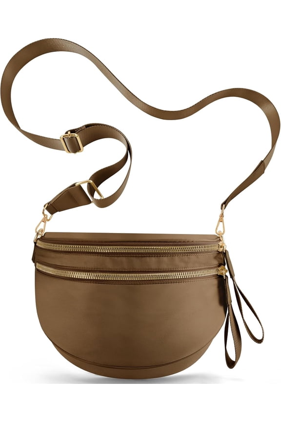 Emmafy Large Nylon Bum Bag – Plus Size Fanny Pack Sling Bag with Checkered Pattern, Adjustable Crossbody Belt Bag for Women Travel, Gym, Outdoor