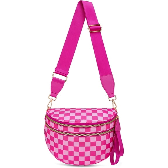 Emmafy Women's Crossbody Bag – Solid Color Nylon Travel Fanny Pack, Waterproof Adjustable Waist Bag with Multiple Compartments, Convertible Crossbody Sling for Women