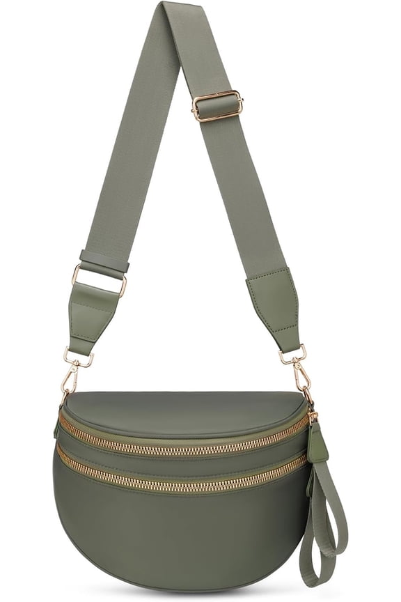 Emmafy Women's Crossbody Bag – Solid Color Nylon Travel Fanny Pack, Waterproof Adjustable Waist Bag with Multiple Compartments, Convertible Crossbody Sling for Women