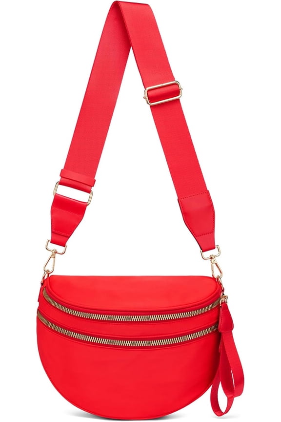 Emmafy Women's Crossbody Bag – Solid Color Nylon Travel Fanny Pack, Waterproof Adjustable Waist Bag with Multiple Compartments, Convertible Crossbody Sling for Women