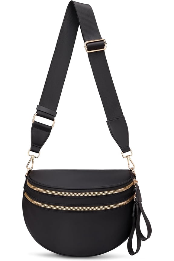 Emmafy Women's Crossbody Bag – Solid Color Nylon Travel Fanny Pack, Waterproof Adjustable Waist Bag with Multiple Compartments, Convertible Crossbody Sling for Women